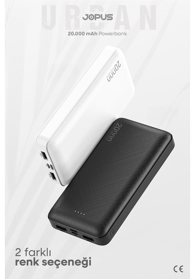 Jopus 20000mah Powerbank - Led Işık Göstergeli - Taşınabilir Şarj Cihazı Beyaz
