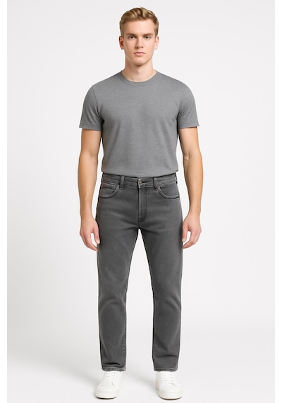 Erkek Slim Fit Dar Paça Esnek Likralı Denim Jeans Kot Pantolon - 7411 Gri