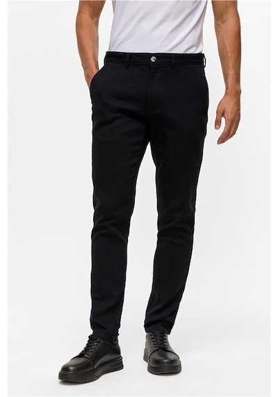 Süvari Siyah Slim Armürlü Pantolon Siyah