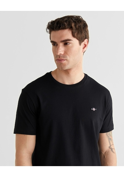 Gant Erkek Bisiklet Yaka Logolu T-shirt Siyah