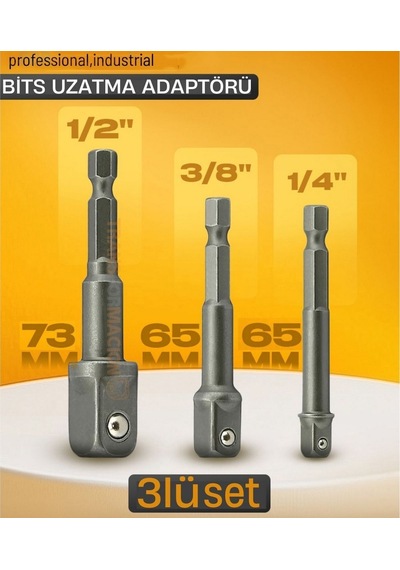 3 Lü Set Bits Uzatma Adaptörü Lokma Tutucu Bits Lokma Adaptörü 1/4-3/8-1/2 Lokmalar İçin Üçlü Set