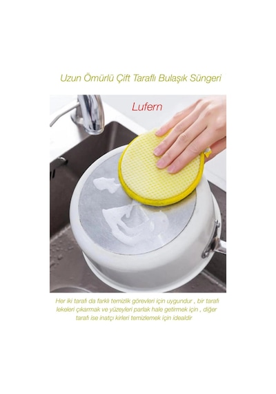 Uzun Ömürlü Çift Taraflı Bulaşık Süngeri Tava Tabak Yağ Alıcı Leke Çıkarıcı Bulaşık Ovma Teli