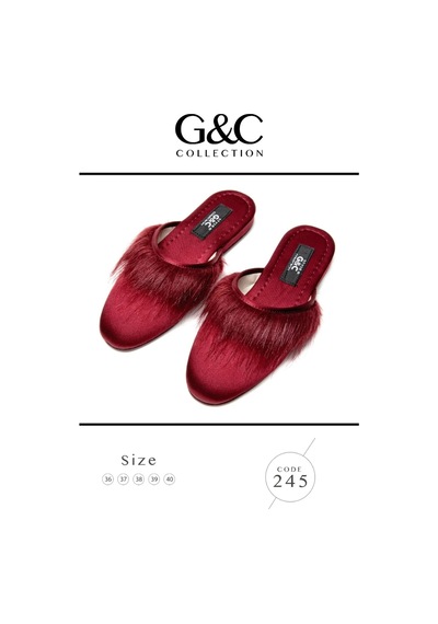 Gc Terlik 245 Kadın Önü Tüylü Ev Terliği-bordo Bordo