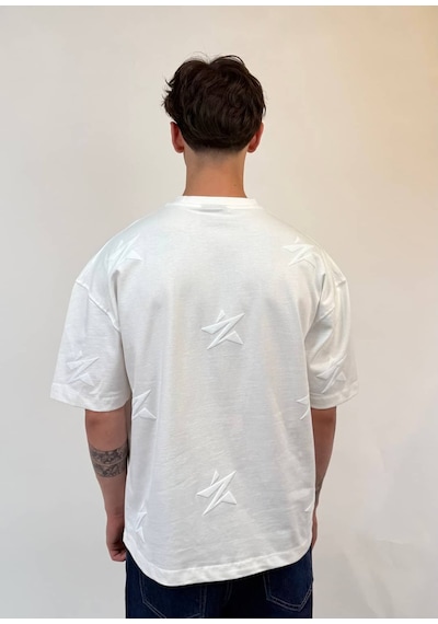 Zaee Star Baskılı Oversize Tişört Beyaz