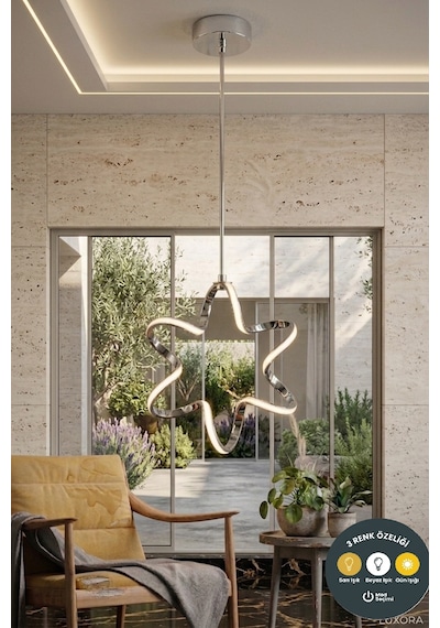 Yıldız Model Krom 3 Renkli Sarkıt Modern Salon, Çocuk Odası, Mutfak Ve Antre İçin Şık Aydınlatma