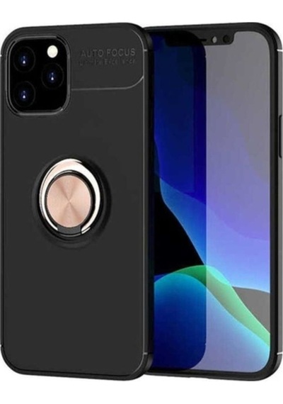 Apple Uyumlu iPhone 12 Pro Max Kılıf Zore Ravel Silikon Kapak Siyah-Rose Gold