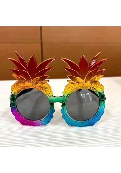 Tropikal Ananas Tasarımlı Renkli Hawaii Parti Gözlüğü Yetişkin
