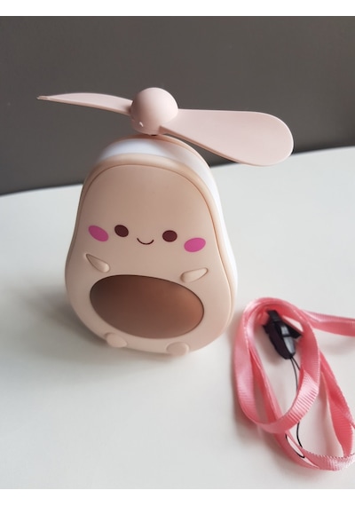 Sevimli Avokado Tasarımlı Led Işıklı Usb Kablolu Mini Fan I Masa Üstü Ve Boyun Kullanımı Vantilatör