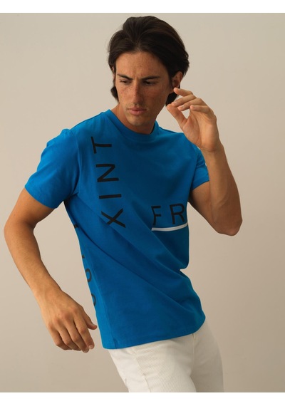 Xint Mavi Pamuk Dokulu Regular Fit Tişört 502058