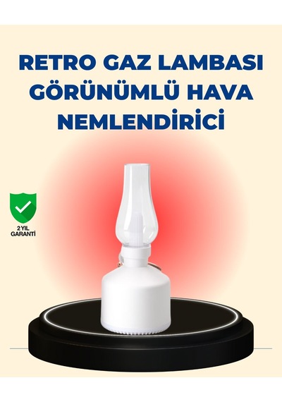 Northcity Kablosuz Retro Buhar Makinesi & Gaz Lambası Tasarım Ledli Aromaterapi Difüzörü - 6 Saat Pil Süresi