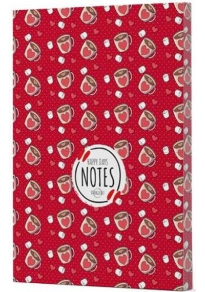 Kahve 9 Çizgili Defter Yan Baskılı Siyah