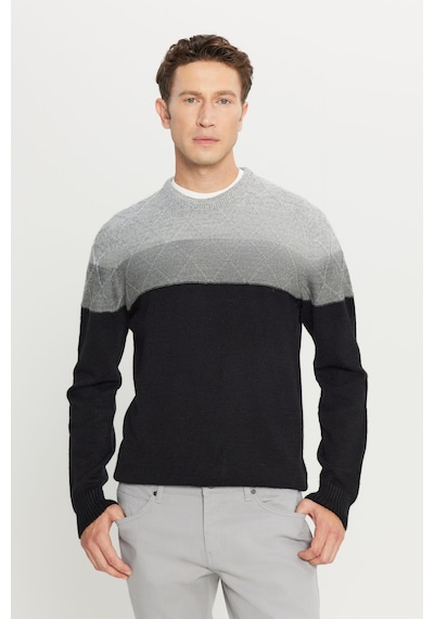 AC&Co / Altınyıldız Classics Erkek Grı-sıyah Standart Fit Normal Kesim Bisiklet Yaka Colorblock Desenli Yünlü Triko Kazak Gri - Siyah AC&Co / Altınyıldız Classics Erkek Grı-sıyah Standart Fit Normal Kesim Bisiklet Yaka Colorblock Desenli Yünlü Triko Kazak Gri - Siyah