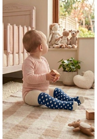 Cocole Socks Erkek Bebek Külotlu Çorabı 3'lü Set Pamuklu Lacivert 0-24 Ay Çok Renkli
