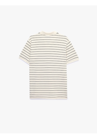 Koton Regular Fit Kısa Kollu Pamuklu Çizgili Polo Yaka Tişört Antrasit Çizgili 6sam10390mk