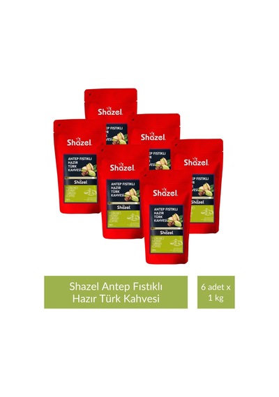 Shazel Antep Fıstıklı Türk Kahvesi 1 Kg X 6 Adet Türk Kahvesi