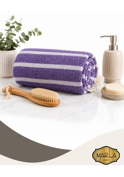 %100 Pamuk Dokuma Peştemal Havlu Plaj & Banyo Havlusu 100x170 Cm Mor