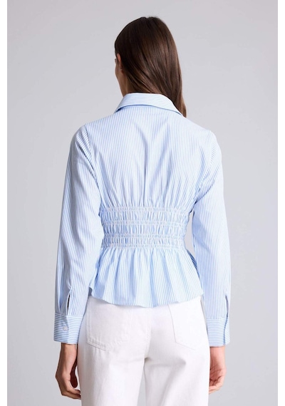 Defacto Fıtted Çizgili Poplin Gömlek H0347ax26spbe306 Mavi-be306