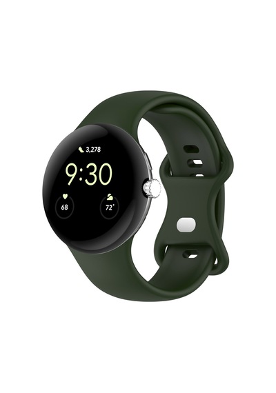 Caseonn Google Pixel Watch 5 45mm Kordon Esnek Spor Silikon Kayış Koyu Yeşil