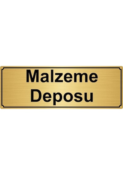 Altın Renk Metal Malzeme Deposu Yönlendirme Levhası 10cmx20cm