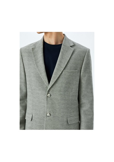 Koton Slim Fit Düğmeli Pamuk Karışımlı Mono Yaka Klasik Blazer Ceket Antrasit