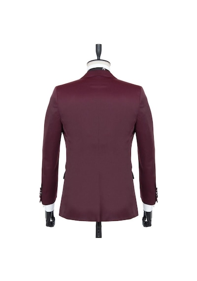 İmza Bordo Desenli Armürlü Mono Yaka Astarlı Yelekli 6 Drop Slim Fit Dar Kesim Smokin Damatlık 1001195219-Bordo İmza Bordo Desenli Armürlü Mono Yaka Astarlı Yelekli 6 Drop Slim Fit Dar Kesim Smokin Damatlık 1001195219-Bordo