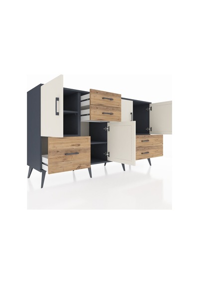 Kronos Konsol 4 Raflı 5 Çekmeceli 4 Kapaklı 176x59x99 Antrasit-ay Antrasit-aytaşı/çam Kronos Konsol 4 Raflı 5 Çekmeceli 4 Kapaklı 176x59x99 Antrasit-ay Antrasit-aytaşı/çam