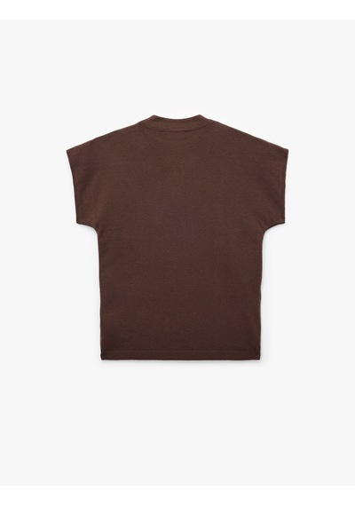 Koton Regular Fit Kısa Kollu Hafif Dik Yaka Triko Kazak Kahverengi 6wak90409ht Kahve