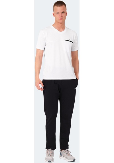 Slazenger KALLIAS Erkek Cepli V Yakan Beyaz Tişört