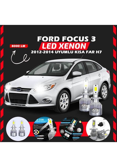 Ford Focus 3 2012-2014 Kısa Far Uyumlu Şimşek Etkilii Led Xenon Performance Series H7
