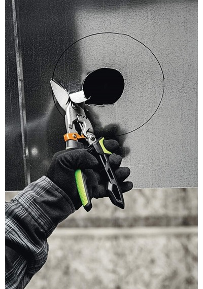 Fiskars 1027210 Powergear Metal Levha Makası -Offset Sağ Kesim