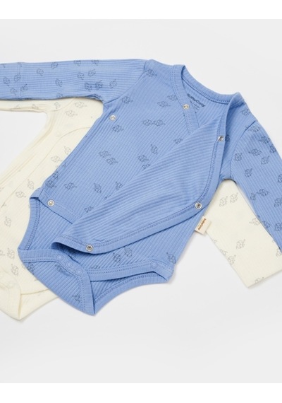 BabyCosy Organik Modal Fil Baskılı 2 Li Kruvaze Uzun Kollu Badi Csym11318 001