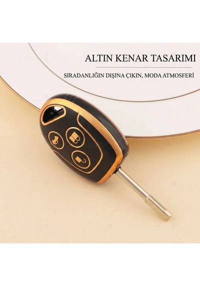 Ford Focus Transit Fiesta Modeo Fusion Ka Galaxy Gold Kenar Tpu Anahtar Kılıfı Siyah