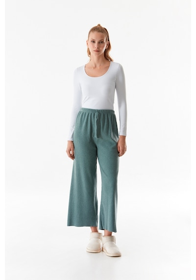 Fullamoda Basic Fitilli Beli Lastikli Pantolon 25kgb7155205438-su Yeşili Su Yeşili