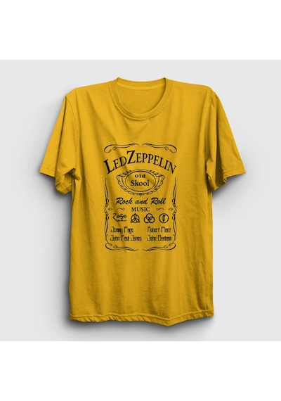 Presmono Unisex Old Led Zeppelin T-shirt Sarı
