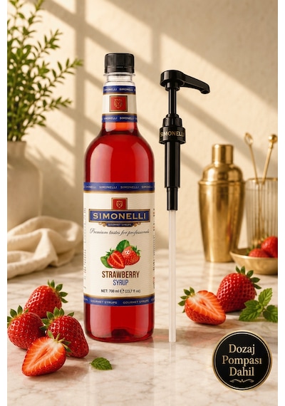 Simonelli Çi̇lek Kahve Şurubu 700 ML + Pompa