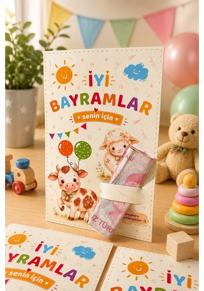Kurban Bayramı Harçlık Kartı 10 Lu Set Çocuklar İçin Bayramlık Para Ve Hediye Kartı