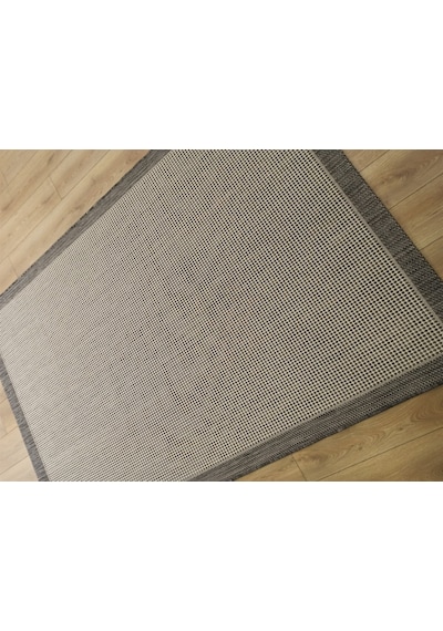 Çam Halı Sisal 9213 Gri / Beyaz Bordürlü Jüt Sisal Kilim - 80x150