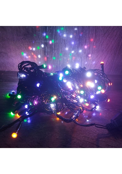 10 M 100 Led Damla Uçlu Led Işık Rgb Işık Siyah Kablo Çok Renkli