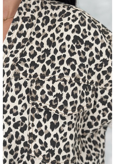 Femelle Kadın Haki Leopar Desen Standart Beden Triko Detaylı Tasarım Oversize Kot Ceket Açık Haki Femelle Kadın Haki Leopar Desen Standart Beden Triko Detaylı Tasarım Oversize Kot Ceket Açık Haki