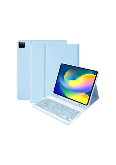 Apple Uyumlu iPad Air 13 Inç M2 Çip 2024 Bluetooth Özellikli Standlı Kalem Bölmeli Klavyeli Kılıf