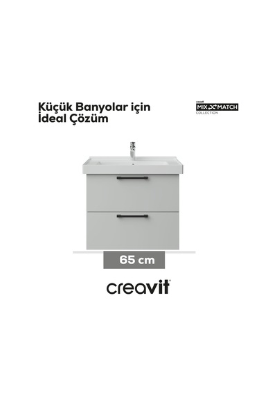 Creavit D20 65 Cm İki Çelmeceli Lavabo Dolabı Beyaz Melamin Kapak Demonte Beyaz Creavit D20 65 Cm İki Çelmeceli Lavabo Dolabı Beyaz Melamin Kapak Demonte Beyaz