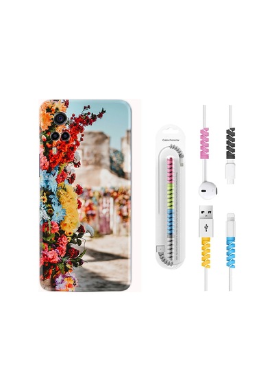 Vivo Y53S Kılıf Kablo Koruyuculu Gerçek Çiçekler 1743