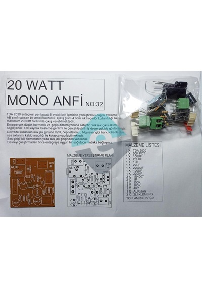 Elektronikport-Tda2030 20W Mono Anfi Aux Çıkışlı Demonte Kit Kendin Yap