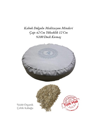 Remege Mandala Baskılı Kabuk Dolgulu Meditasyon Minderi Gri Gr2