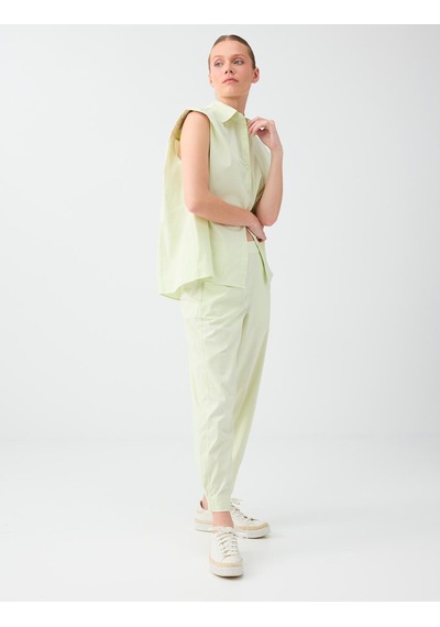 Jimmy Key Mint Yeşili Beli Lastikli Pamuk Karışımlı Poplin Pantolon 6sw187657332