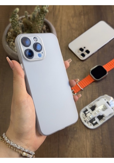 Apple iPhone 13 Pro Max Uyumlu Süper İnce Mat Ultra Thin Silikon Kılıf Buzlu Beyaz