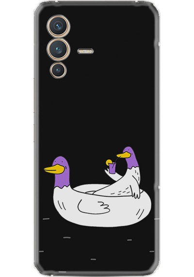 Vivo V23 Kılıf Silikon Desen Özel Seri Keyifli Ördekler 1725