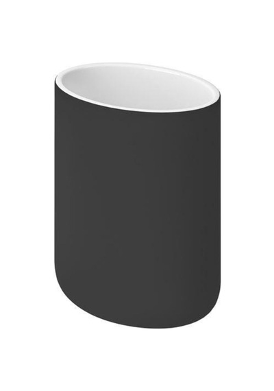 2 Li Banyo Seti Ekoln Sıvı Sabunluk Diş Fırçalık Koyu Gri Renk Stoneware Koyu Gri