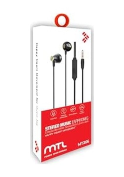 3.5 Mm Jack Girişli Stereo Kulak İçi Metal Kablolu Kulaklık Konforlu Ses Siyah İle Uyumlu 50 x 22
