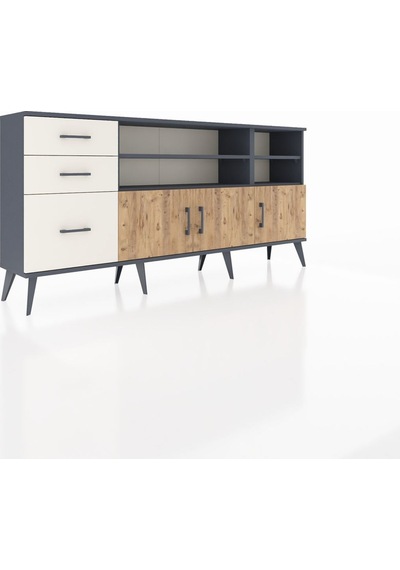 Arges Konsol 4 Raflı 3 Çekmeceli 3 Kapaklı 176x30x83 Antrasit-çam/aytaşı Çam/aytaşı Arges Konsol 4 Raflı 3 Çekmeceli 3 Kapaklı 176x30x83 Antrasit-çam/aytaşı Çam/aytaşı